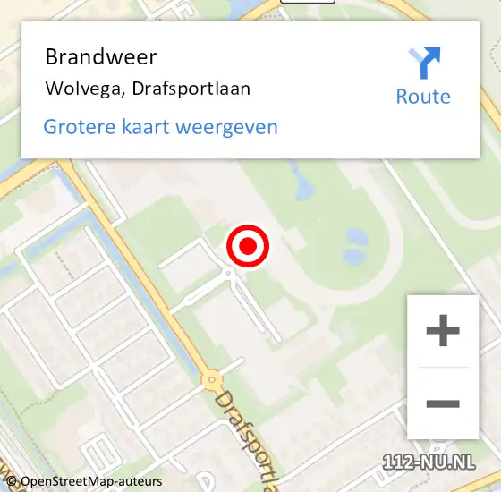 Locatie op kaart van de 112 melding: Brandweer Wolvega, Drafsportlaan op 30 oktober 2015 11:44