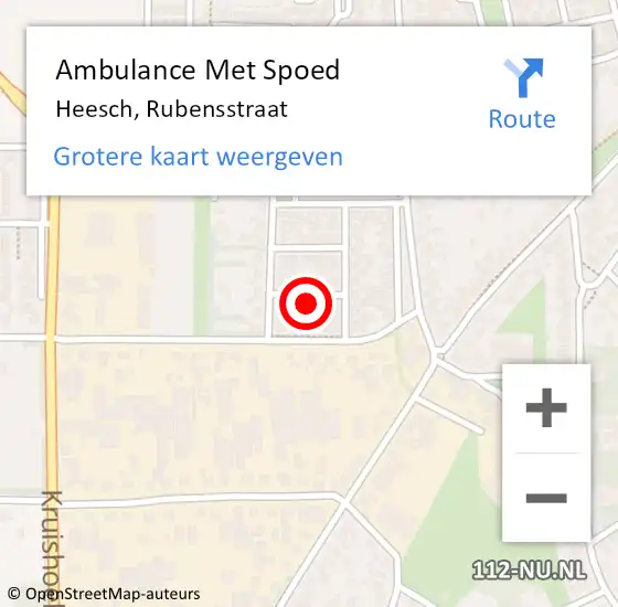 Locatie op kaart van de 112 melding: Ambulance Met Spoed Naar Heesch, Rubensstraat op 30 oktober 2015 12:40