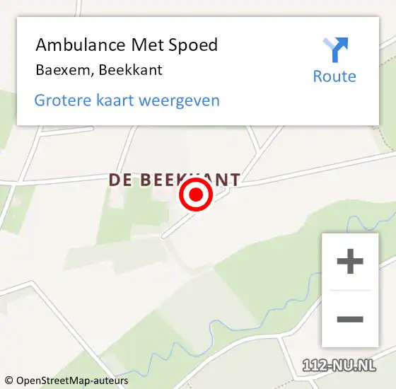 Locatie op kaart van de 112 melding: Ambulance Met Spoed Naar Baexem, Beekkant op 25 november 2013 12:40