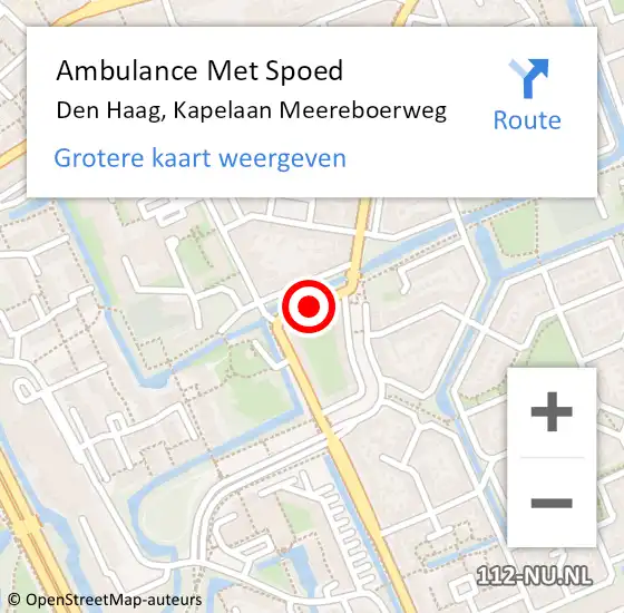 Locatie op kaart van de 112 melding: Ambulance Met Spoed Naar Den Haag, Kapelaan Meereboerweg op 30 oktober 2015 13:19