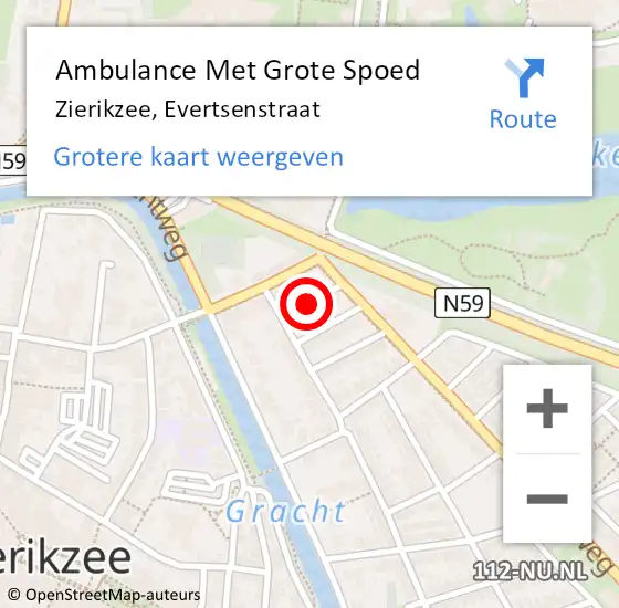 Locatie op kaart van de 112 melding: Ambulance Met Grote Spoed Naar Zierikzee, Evertsenstraat op 30 oktober 2015 13:27