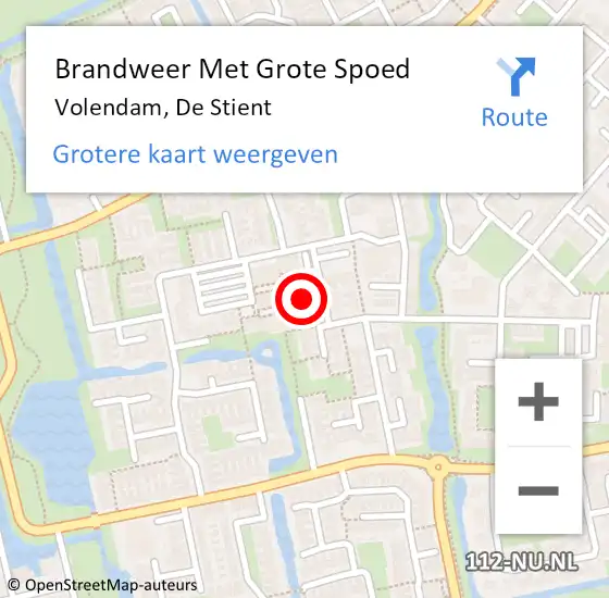 Locatie op kaart van de 112 melding: Brandweer Met Grote Spoed Naar Volendam, De Stient op 30 oktober 2015 13:27