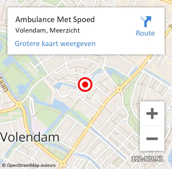 Locatie op kaart van de 112 melding: Ambulance Met Spoed Naar Volendam, Meerzicht op 30 oktober 2015 14:11