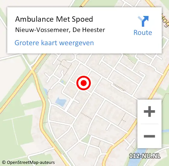 Locatie op kaart van de 112 melding: Ambulance Met Spoed Naar Nieuw-Vossemeer, De Heester op 30 oktober 2015 14:41