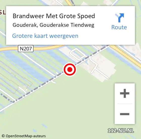 Locatie op kaart van de 112 melding: Brandweer Met Grote Spoed Naar Gouderak, Gouderakse Tiendweg op 30 oktober 2015 15:00