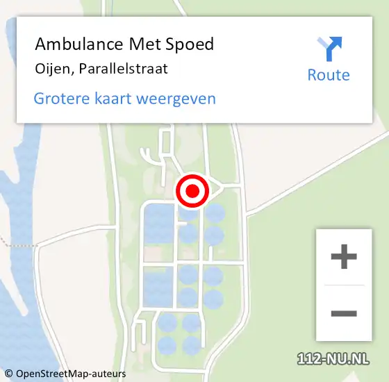 Locatie op kaart van de 112 melding: Ambulance Met Spoed Naar Oijen, Parallelstraat op 30 oktober 2015 15:09