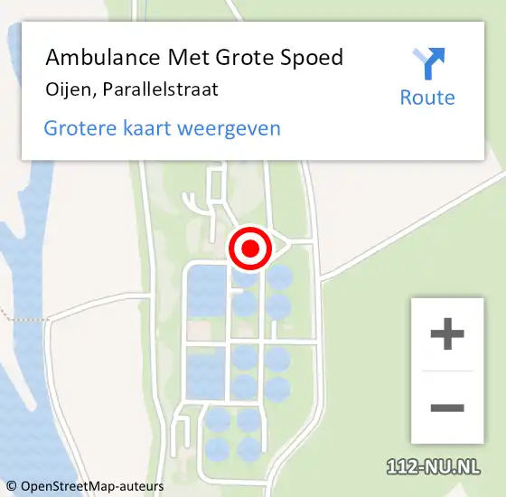 Locatie op kaart van de 112 melding: Ambulance Met Grote Spoed Naar Oijen, Parallelstraat op 30 oktober 2015 15:14