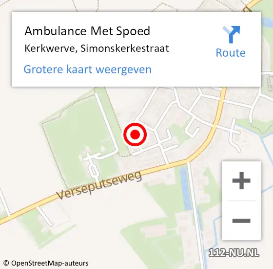 Locatie op kaart van de 112 melding: Ambulance Met Spoed Naar Kerkwerve, Simonskerkestraat op 30 oktober 2015 15:42