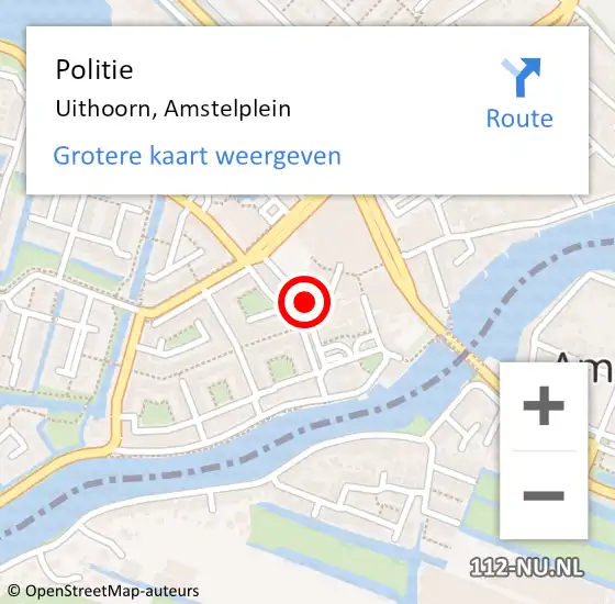 Locatie op kaart van de 112 melding: Politie Uithoorn, Amstelplein op 30 oktober 2015 16:39