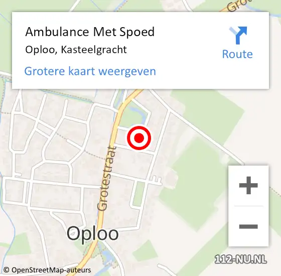 Locatie op kaart van de 112 melding: Ambulance Met Spoed Naar Oploo, Kasteelgracht op 30 oktober 2015 16:46