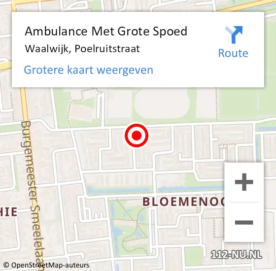 Locatie op kaart van de 112 melding: Ambulance Met Grote Spoed Naar Waalwijk, Poelruitstraat op 30 oktober 2015 17:33