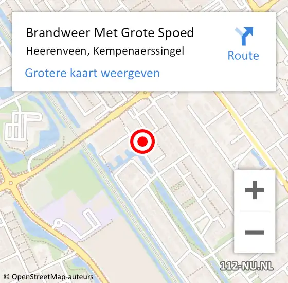 Locatie op kaart van de 112 melding: Brandweer Met Grote Spoed Naar Heerenveen, Kempenaerssingel op 30 oktober 2015 17:39