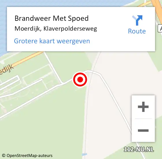 Locatie op kaart van de 112 melding: Brandweer Met Spoed Naar Moerdijk, Klaverpolderseweg op 30 oktober 2015 18:02