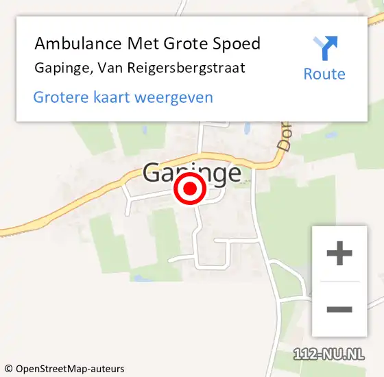 Locatie op kaart van de 112 melding: Ambulance Met Grote Spoed Naar Gapinge, Van Reigersbergstraat op 30 oktober 2015 19:28