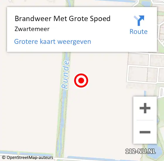 Locatie op kaart van de 112 melding: Brandweer Met Grote Spoed Naar Zwartemeer op 30 oktober 2015 20:12