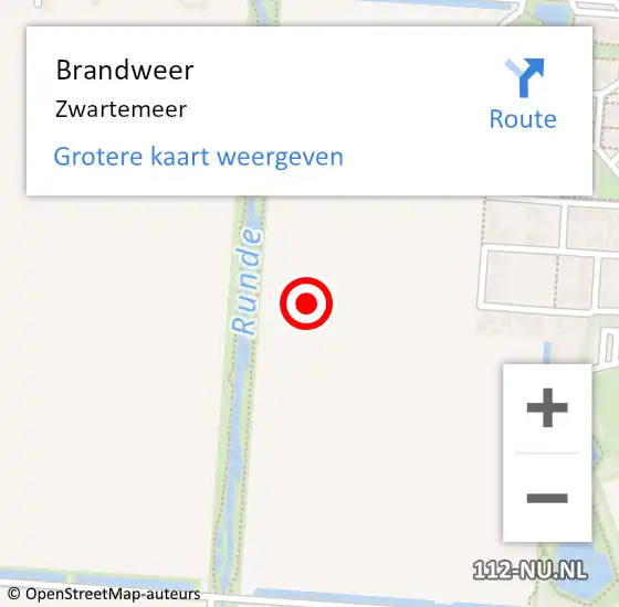 Locatie op kaart van de 112 melding: Brandweer Zwartemeer op 30 oktober 2015 20:13