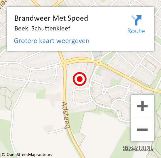 Locatie op kaart van de 112 melding: Brandweer Met Spoed Naar Beek, Schuttenkleef op 30 oktober 2015 21:38