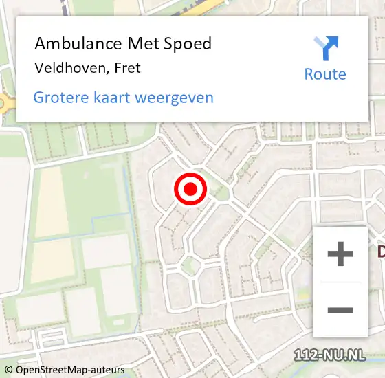 Locatie op kaart van de 112 melding: Ambulance Met Spoed Naar Veldhoven, Fret op 30 oktober 2015 23:23