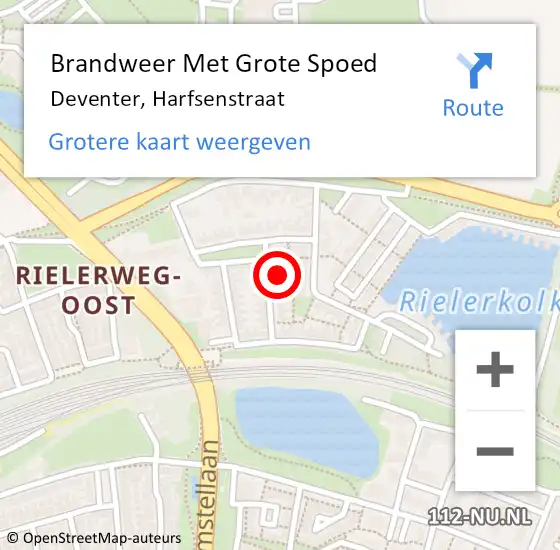 Locatie op kaart van de 112 melding: Brandweer Met Grote Spoed Naar Deventer, Harfsenstraat op 30 oktober 2015 23:33