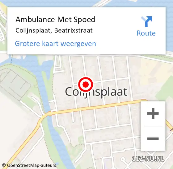 Locatie op kaart van de 112 melding: Ambulance Met Spoed Naar Colijnsplaat, Beatrixstraat op 30 oktober 2015 23:46