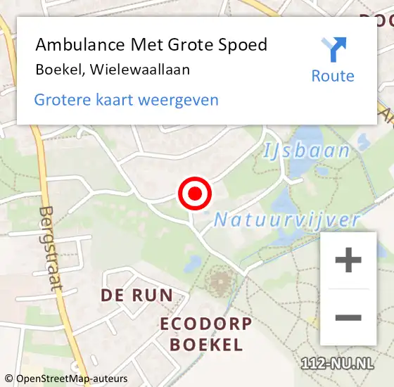 Locatie op kaart van de 112 melding: Ambulance Met Grote Spoed Naar Boekel, Wielewaallaan op 31 oktober 2015 01:20