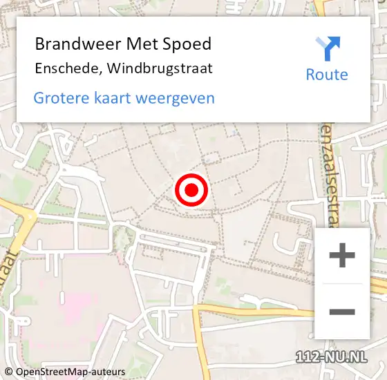 Locatie op kaart van de 112 melding: Brandweer Met Spoed Naar Enschede, Windbrugstraat op 31 oktober 2015 01:47