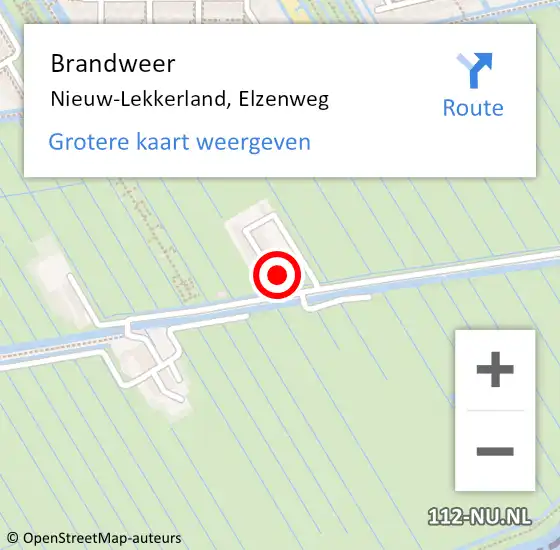 Locatie op kaart van de 112 melding: Brandweer Nieuw-Lekkerland, Elzenweg op 31 oktober 2015 07:02