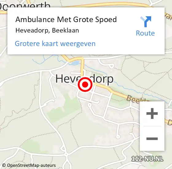 Locatie op kaart van de 112 melding: Ambulance Met Grote Spoed Naar Heveadorp, Beeklaan op 31 oktober 2015 08:14