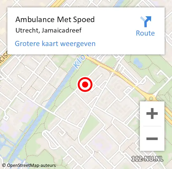 Locatie op kaart van de 112 melding: Ambulance Met Spoed Naar Utrecht, Jamaicadreef op 31 oktober 2015 09:19