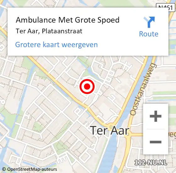 Locatie op kaart van de 112 melding: Ambulance Met Grote Spoed Naar Ter Aar, Plataanstraat op 31 oktober 2015 09:22