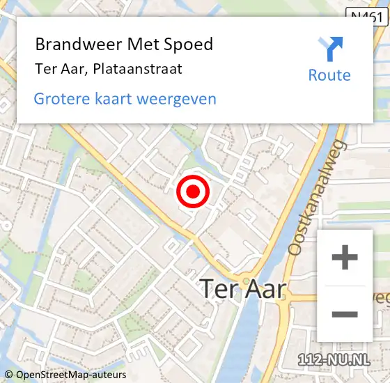 Locatie op kaart van de 112 melding: Brandweer Met Spoed Naar Ter Aar, Plataanstraat op 31 oktober 2015 09:44