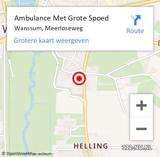 Locatie op kaart van de 112 melding: Ambulance Met Grote Spoed Naar Wanssum, Meerloseweg op 31 oktober 2015 09:57