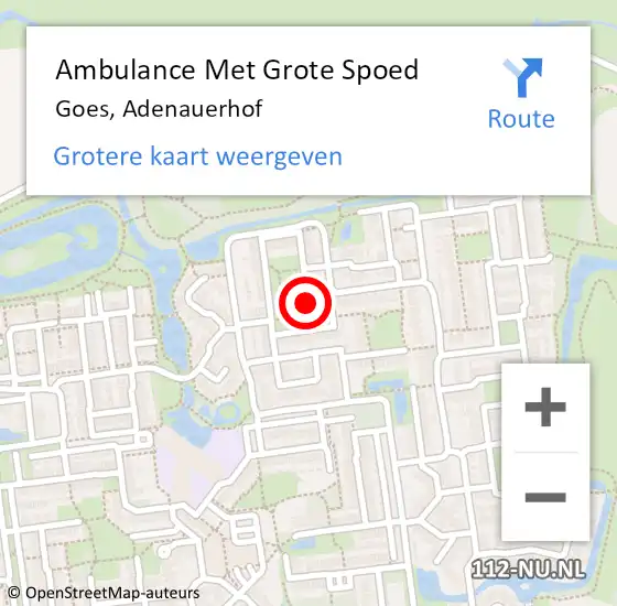 Locatie op kaart van de 112 melding: Ambulance Met Grote Spoed Naar Goes, Adenauerhof op 31 oktober 2015 11:08