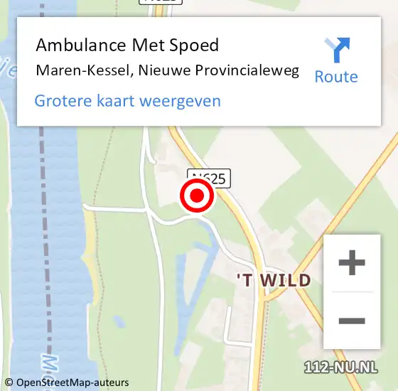 Locatie op kaart van de 112 melding: Ambulance Met Spoed Naar Maren-Kessel, Nieuwe Provincialeweg op 31 oktober 2015 11:14