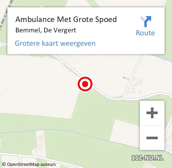 Locatie op kaart van de 112 melding: Ambulance Met Grote Spoed Naar Bemmel, De Vergert op 31 oktober 2015 11:19