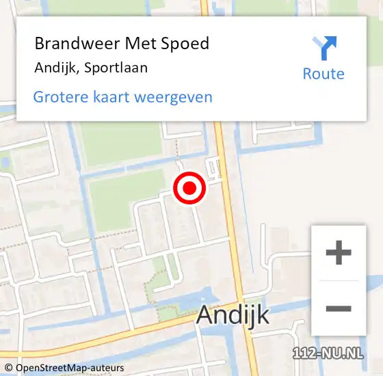 Locatie op kaart van de 112 melding: Brandweer Met Spoed Naar Andijk, Sportlaan op 31 oktober 2015 11:23