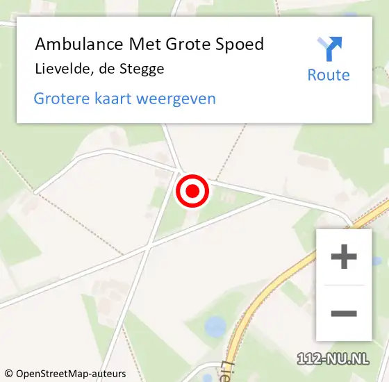 Locatie op kaart van de 112 melding: Ambulance Met Grote Spoed Naar Lievelde, de Stegge op 31 oktober 2015 12:27