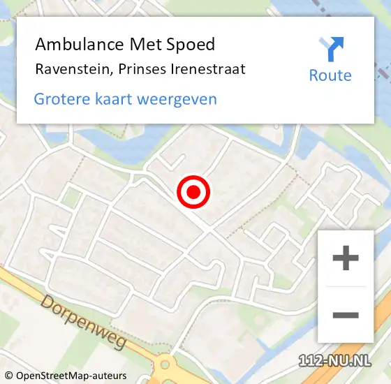 Locatie op kaart van de 112 melding: Ambulance Met Spoed Naar Ravenstein, Prinses Irenestraat op 31 oktober 2015 13:52