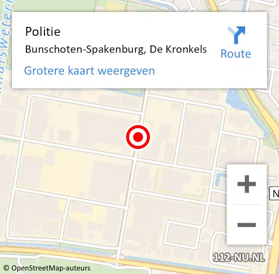 Locatie op kaart van de 112 melding: Politie Bunschoten-Spakenburg, De Kronkels op 31 oktober 2015 14:00