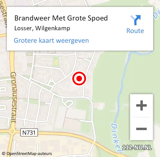 Locatie op kaart van de 112 melding: Brandweer Met Grote Spoed Naar Losser, Wilgenkamp op 31 oktober 2015 14:44