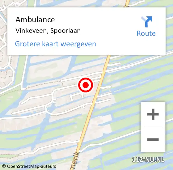 Locatie op kaart van de 112 melding: Ambulance Vinkeveen, Spoorlaan op 31 oktober 2015 15:32