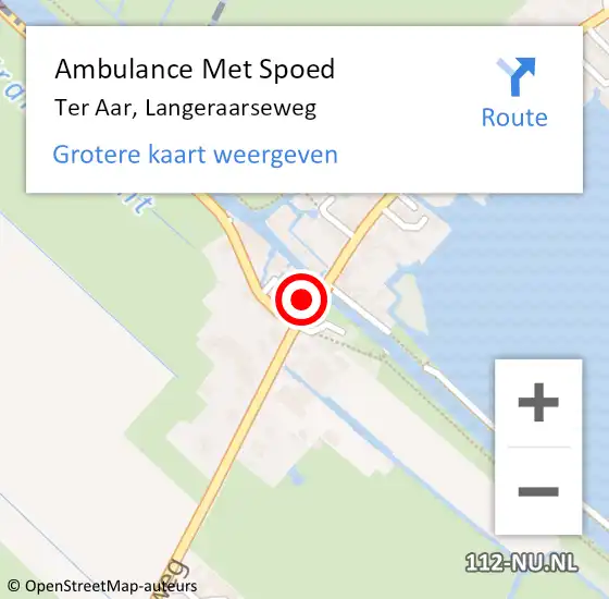 Locatie op kaart van de 112 melding: Ambulance Met Spoed Naar Ter Aar, Langeraarseweg op 31 oktober 2015 16:05