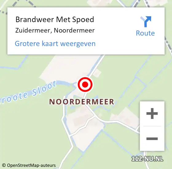 Locatie op kaart van de 112 melding: Brandweer Met Spoed Naar Zuidermeer, Noordermeer op 31 oktober 2015 16:13