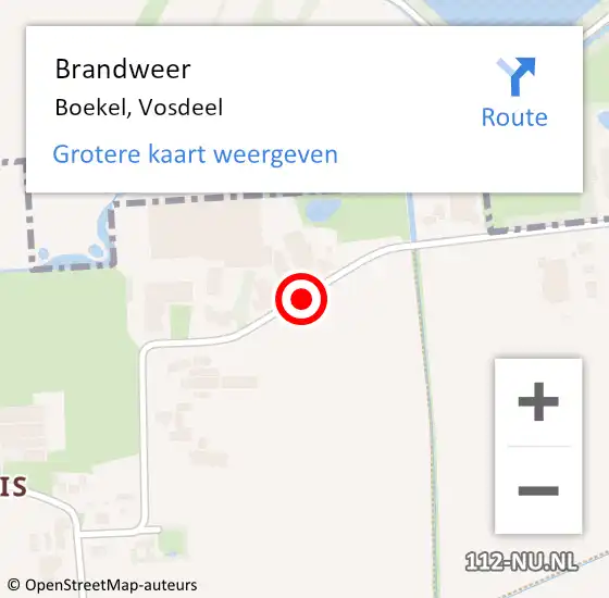 Locatie op kaart van de 112 melding: Brandweer Boekel, Vosdeel op 31 oktober 2015 16:33