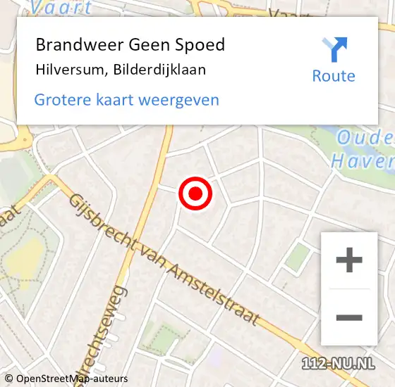 Locatie op kaart van de 112 melding: Brandweer Geen Spoed Naar Hilversum, Bilderdijklaan op 31 oktober 2015 16:52