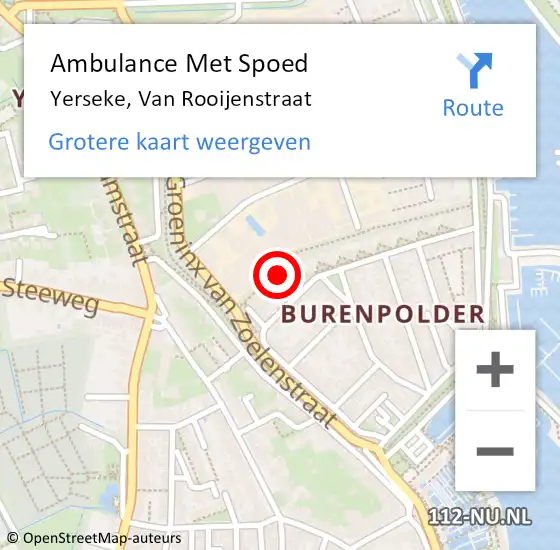 Locatie op kaart van de 112 melding: Ambulance Met Spoed Naar Yerseke, Van Rooijenstraat op 31 oktober 2015 17:13