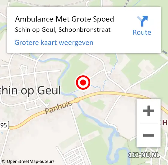 Locatie op kaart van de 112 melding: Ambulance Met Grote Spoed Naar Schin op Geul, Schoonbronstraat op 13 september 2013 21:07