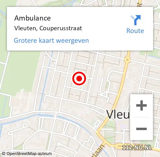 Locatie op kaart van de 112 melding: Ambulance Vleuten, Couperusstraat op 31 oktober 2015 17:40