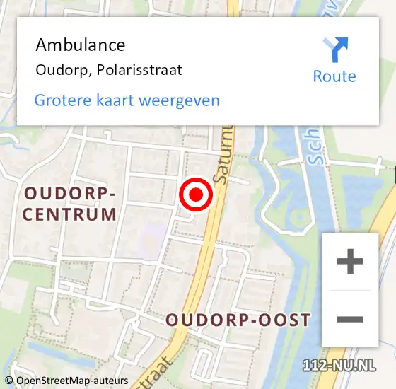 Locatie op kaart van de 112 melding: Ambulance Oudorp, Polarisstraat op 31 oktober 2015 17:47