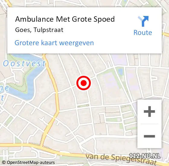 Locatie op kaart van de 112 melding: Ambulance Met Grote Spoed Naar Goes, Tulpstraat op 31 oktober 2015 17:55